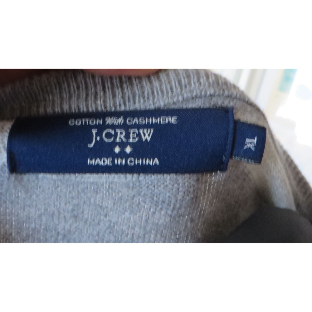 Mens J. Crew Sz XL Pullover Sweater Cotton with Cashmere Stripes Gray - Picture 3 of 3